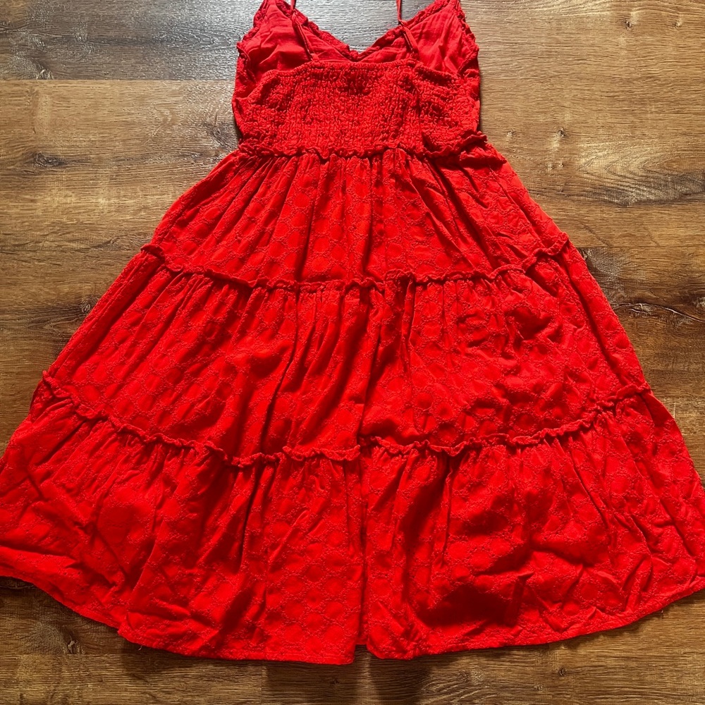 Red Sleeveless Tiered Dress